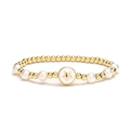 Pulsera de cuentas doradas y perlas blancas con un colgante de estrella esmaltada - Patrón de Estrella (CB00394YH)
