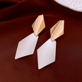Detail of geometric two-tone metal earrings in gold and silver finish on red velvet - 26# Silver Earring Post - Gold & Silver - Geometric Patchwork Rhombus
