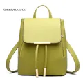 Lime green fashion backpack for women featuring cross-hatch texture and drawstring closure - Fruit Green