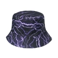 Chapeau bob style urbain avec imprimé éclair violet sur toile noire - Style Texture Éclair Noir Violet (F)