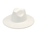 Classic white wool wide brim fedora hat with felt crown for men and women stylish winter - M (56-58cm) / White