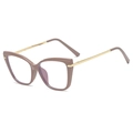Chic rose pink cat-eye glasses with slim gold metal temples and blue light lenses - Deep Tea Gold (C2)