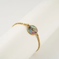 Gold-plated stainless steel chain bracelet with a colorful shell letter O charm pendant - Abalone Shell / Letter O / Colorful