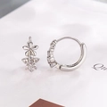 Elegant silver flower hoop earrings featuring sparkling cubic zirconia for women - Flower Zircon Hoop - White Gold Color