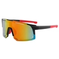 Outdoor cycling sunglasses with gradient orange-blue lens and black semi-rimless frame - Black Frame Purple-Red Lens
