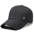Donkergrijze baseballpet voor heren van twill met metalen jeans-badge aan de zijkant - Verstelbaar / Grijs