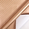 Brown gold gift wrap roll with white diagonal stripes and dots with metallic finish - Stripes with White Dots