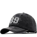 Vintage washed cotton baseball cap with 3D 89 embroidery and triple stitched brim - L (58-60cm) / Washed Black
