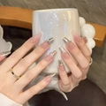 Y2K handmade press-on nails with pink gradient, silver mirror finish and 3D metal bows - Large (L) / 1996-Medium Trapezoid
