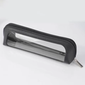 Schwarze Kosmetiktasche aus Kunstleder mit großem PVC-Sichtfenster und silbernem Reißverschluss - Einzelne Dreieckstasche / Schwarz