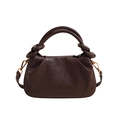 Dark brown pleated cloud bag with soft leather texture and knotted handle details - Coffee