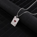 Titanium steel necklace with Ace of Hearts poker pendant on a black pedestal stand - Ace of Hearts Pendant + 70cm Ball Chain