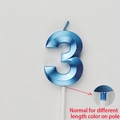 Number 3 creative birthday party candle with metallic blue electroplated finish - Number 3 / Blue