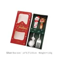 Set posate natalizie con cucchiaio pupazzo di neve e forchetta renna in scatola regalo - Argento Stile B - 2Pezzi