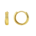 Minimalistische vergoldete Creolen mit Wellentextur für Damen auf weißem Hintergrund - Goldene Ripple Runde / Kupfer Vergoldet 18K