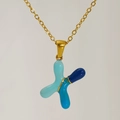 Gold-plated titanium steel necklace with blue enamel letter X pendant in gradient tones - Blue Gradient Enamel Letter X