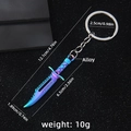 Rainbow plated alloy sword keychain model with CrossFire engraving 12.1cm length - Iridescent