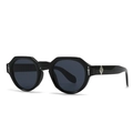 Gafas de sol retro negras de montura estrecha con adornos de metal de daga en las sienes - C1 Montura Negra Negro Gris