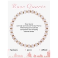 Handmade Rose Quartz beaded bracelet with gold accents on a decorative gift card - Rose Quartz Bracelet