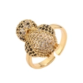 Adjustable gold animal ring with micro-pave zircons in a chick design on white background - Gold - Chick