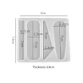 Translucent silicone mold for DIY hair clips with four geometric shapes and size dimensions - No. 1 Hair Clip Mold / Translucent White