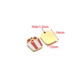 Golden gift box charm pendant with red enamel detailing for DIY jewelry crafting - Gift Box (Single Loop) / 12*14mm (Hole: 1.2mm) (ai-5 Pieces/Pack) / Gold Red