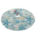Starfish pattern Christmas tree skirt with blue ocean print and red ribbons - 90cm / Starfish Style
