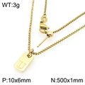 Golden stainless steel rectangle pendant necklace featuring engraved letter U - Gold Letter U Style (KN293713-Z)
