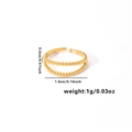 Detailed size specifications for a gold beaded open ring showing width and diameter - Double Row Beaded Texture Open Ring