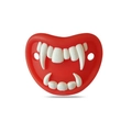 Funny silicone baby pacifier with a vampire fang design in red and white - Vampire Pacifier