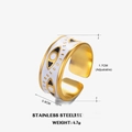Anillo ajustable de acero inoxidable dorado con esmalte blanco y ojo turco de 0,8cm - Estilo Ojo Blanco