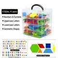 Magnetische alfabet- en cijferset in een transparante opbergdoos met 4 lagen - 4-in-1 Set (Cijfers, Letters, Vormen, Zonder Bord)