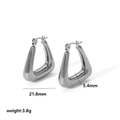 Silver triangle hoop earrings in polished stainless steel with size and weight details - Silver Triangle Style (ETE6007-S) / Silver