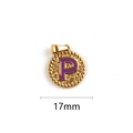 Gold stainless steel letter P pendant with purple enamel and 17mm diameter detail - Letter P