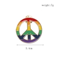 Detailed macro view showing a vibrant rainbow peace symbol enamel pin badge, 3.4cm size - Peace Sign Style (D-1263) / Rainbow