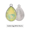 Water drop charm pendant in golden opal mocha with textured silver metal backing - Golden Opal Mocha