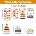 Colorful 131pcs birthday party window stickers set with balloons cakes and animals - Birthday Theme (CT24Y11825T_T)