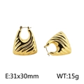Pendientes de aro geométricos en acero inoxidable de oro de 18k con textura ondulada - Dorado (KE113025-KFC)