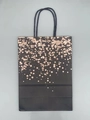 Black paper gift bag with rose gold foil star pattern and twisted rope handles - Black / Top Dots / Rose Gold