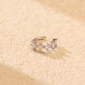 S925 sterling silver ear cuff with five diamond-cut zircons in a fan-shaped design - 925 Silver / White Gold
