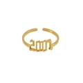 Polished 18K gold-plated titanium steel ring featuring Gothic year 2001 numeric design - One Size(Adjustable) / Gold-2001