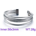 Silver multi-strand braided wire C-shape open bracelet in polished stainless steel - Silver (KB86952)