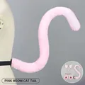 Pink plush faux fur cat tail accessory for Cosplay with ears and bell collar set - One Size / Meow Cat Tail-Pink