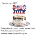 Independence Day cake topper with 4th July gnome design and American flag patterns - Large Cake Topper 1PC