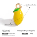 Pendentif citron en émail et alliage jaune et vert avec détails dorés élégants - Citron/Jaune Vert