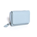 Mini cartera japonesa para mujer en color azul claro con textura de piel de lichi - Azul claro