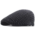 Klassieke zwarte tweed pet met verstelbare gesp en textuur in retro Engelse stijl - Zwarte Tweed Stijl