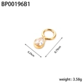 Golden teardrop pendant featuring a clear zircon inlay with sizing and weight measurements - BP00196B1-Gold White Stone Pointed Drop