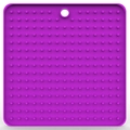 Purple silicone pet lick mat with round textures and hanging hole for slow feeding - Square Style Purple