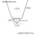 Stainless steel silver heart necklace with letter Z pendant on snake chain - 39+5cm / Letter Z Silver (RP020)